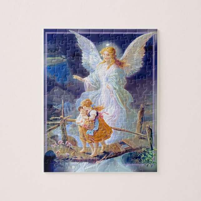 Guardian Angel, Children and Bridge Jigsaw Puzzle (Vertical)