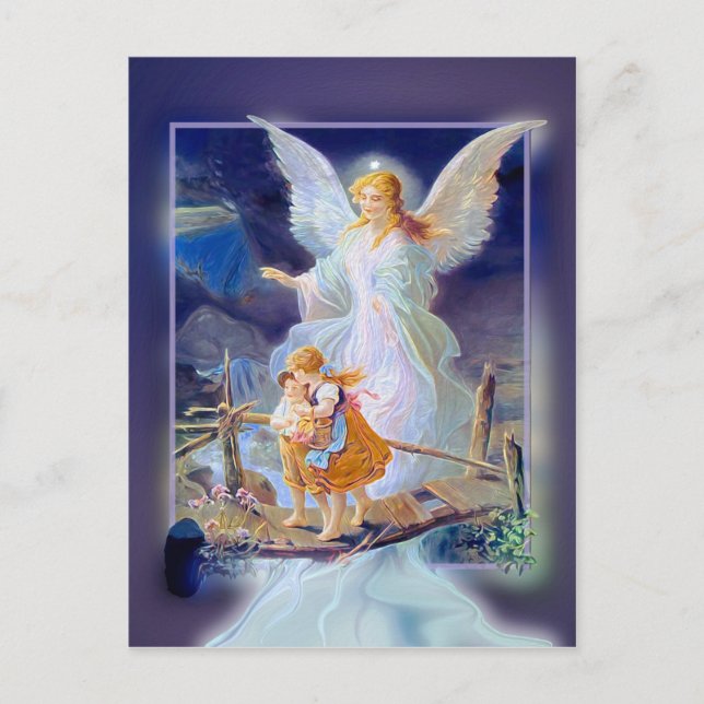 Guardian Angel, Children and Bridge Postcard (Front)