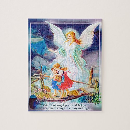 Guardian Angel Children Bridge and Poem Jigsaw Puzzle