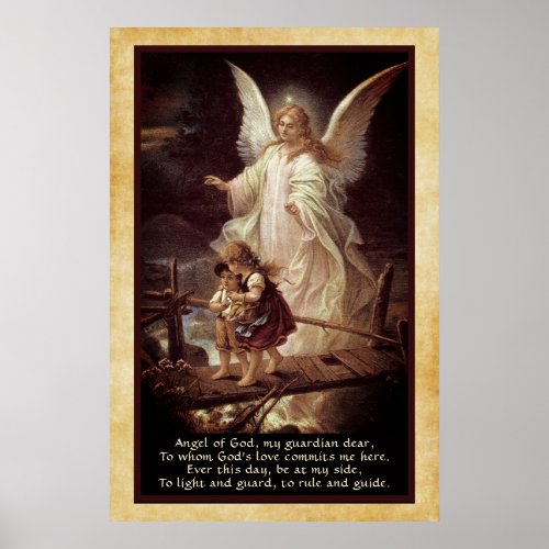 Guardian Angel Children Bridge and Poem Poster