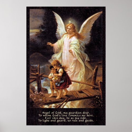 Guardian Angel Children Bridge and Poem Poster