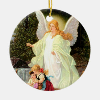 Guardian Angel children crossing bridge Ceramic Ornament