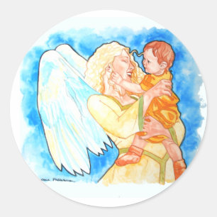 Guardian Angel Classic Round Sticker