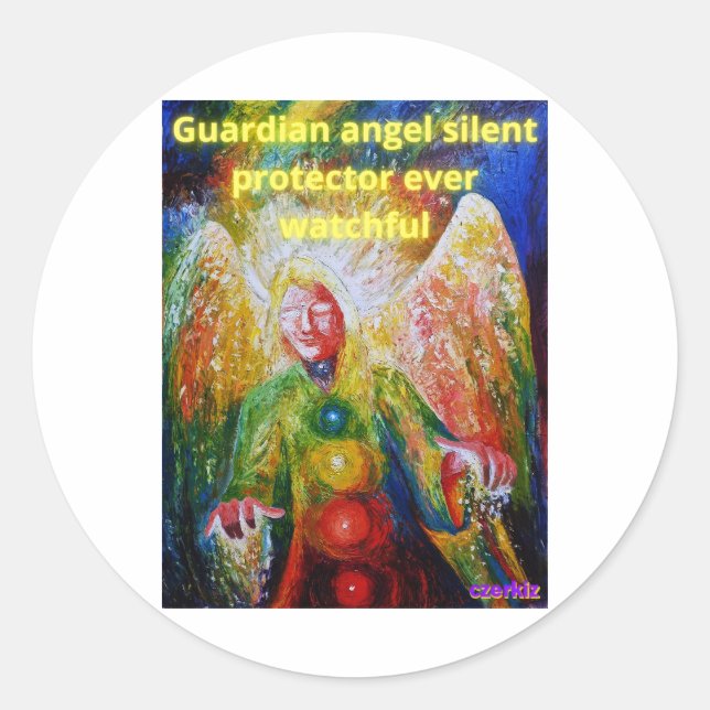 Guardian angel classic round sticker (Front)