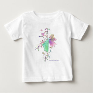 Guardian Angel Dances with Hearts and Flowers Baby T-Shirt