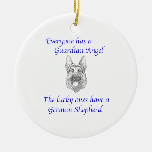 GUARDIAN ANGEL GERMAN SHEPHERD CERAMIC ORNAMENT