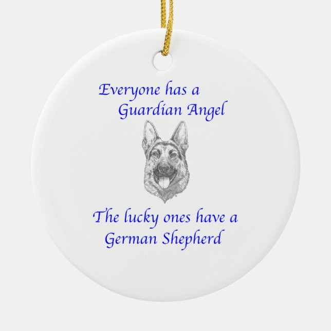 GUARDIAN ANGEL GERMAN SHEPHERD CERAMIC ORNAMENT (Front)