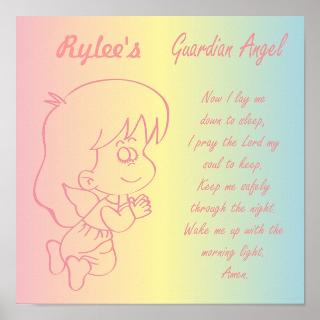 Guardian Angel Girl Evening Prayer Poster (Front)