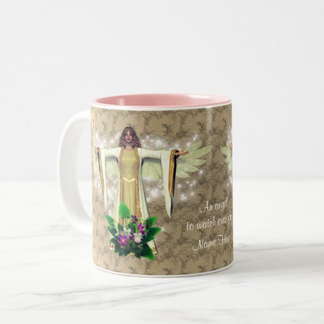 Guardian Angel Gold Inspirational Personalized Two-Tone Coffee Mug (Front Left)