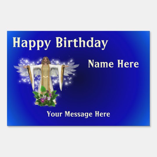 Guardian Angel Happy Birthday Yard Sign