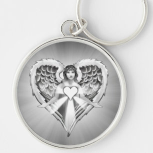 Guardian Angel Heart Wing Design) Keychain