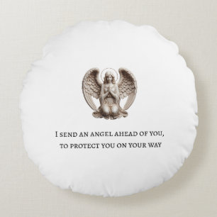 Guardian Angel – "I Send an Angel Ahead of You" Bi Round Pillow