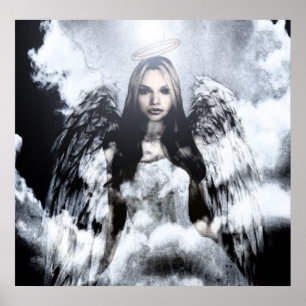 Guardian Angel in Clouds Poster