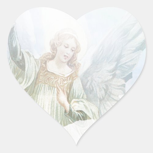 Guardian Angel in the Clouds Heart Sticker