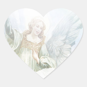 Guardian Angel in the Clouds Heart Sticker