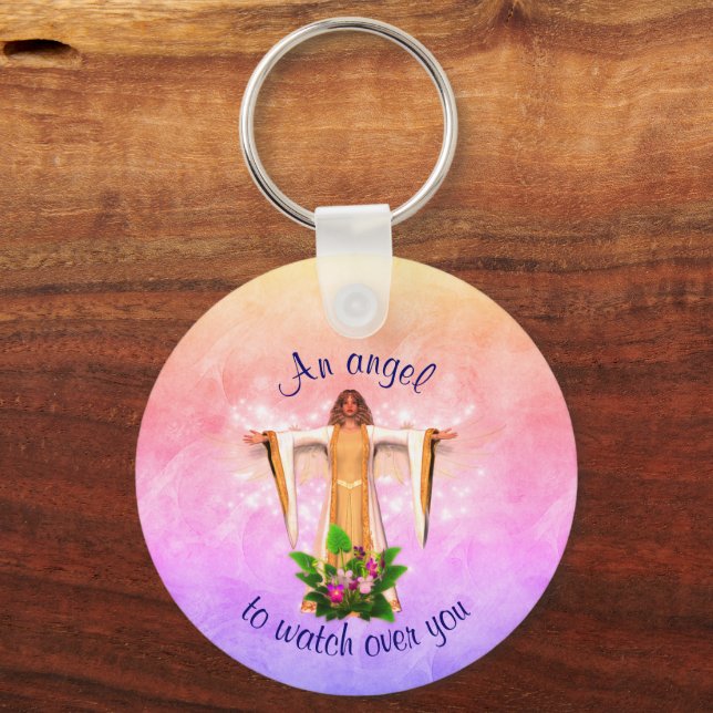 Guardian Angel Inspirational Personalized Keychain (Front)