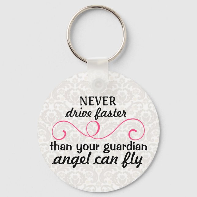 Guardian Angel Key Chain Pink Gray (Front)