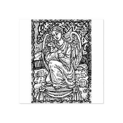 GUARDIAN ANGEL  LAMB CEMETERY RUBBER STAMP