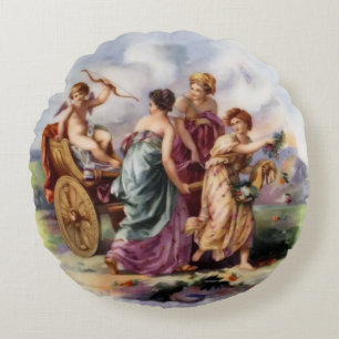 Guardian Angel Leading the Path Round Pillow