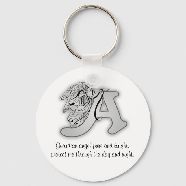 Guardian Angel Letter A Keychain (Front)