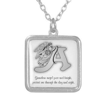 Guardian Angel Letter A Silver Plated Necklace by AngelAlphabet at Zazzle