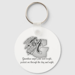 Guardian Angel Letter G Keychain