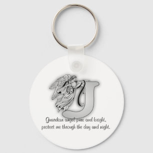Guardian Angel Letter J Keychain