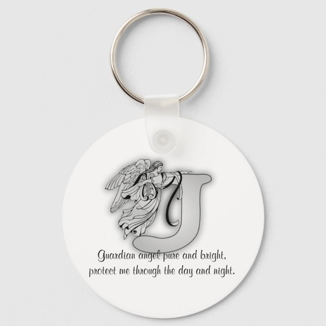 Guardian Angel Letter J Keychain (Front)
