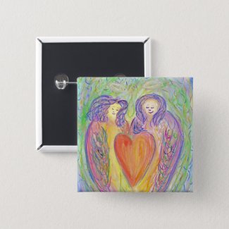 Guardian Angel Love Hearts Lapel Pin or Buttons