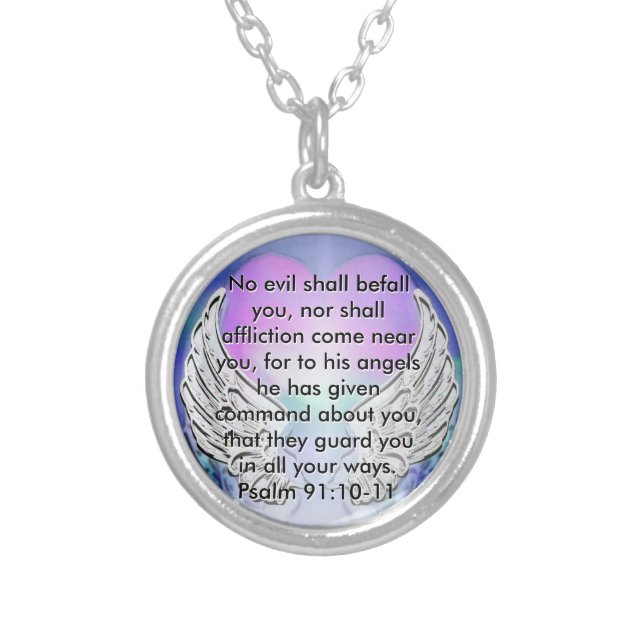 Guardian Angel Message Silver Plated Necklace (Front)