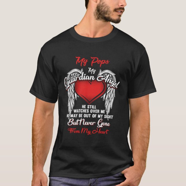 Guardian Angel My Pops Christmas He Watches Over M T-Shirt (Front)