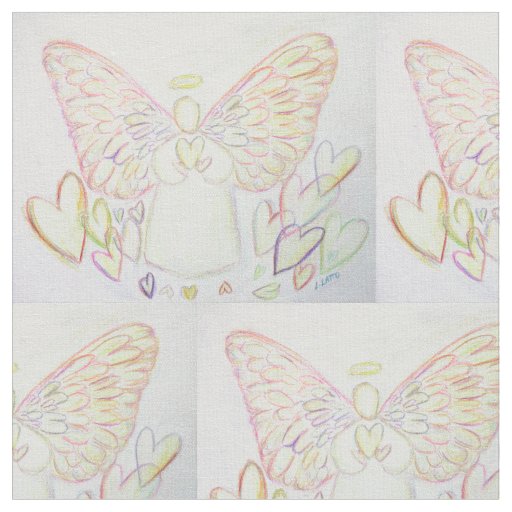 Guardian Angel of Hearts Art Fabric Material
