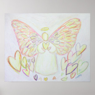 Guardian Angel of Hearts Art Poster Print