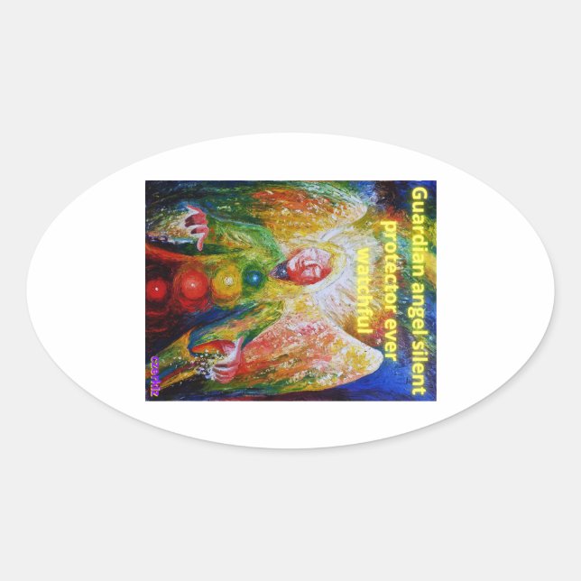 Guardian angel oval sticker (Front)