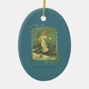 Guardian Angel Over The Town Ceramic Ornament by justcrosses at Zazzle
