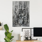 Guardian angel painting black and white abstract poster (Home Office)