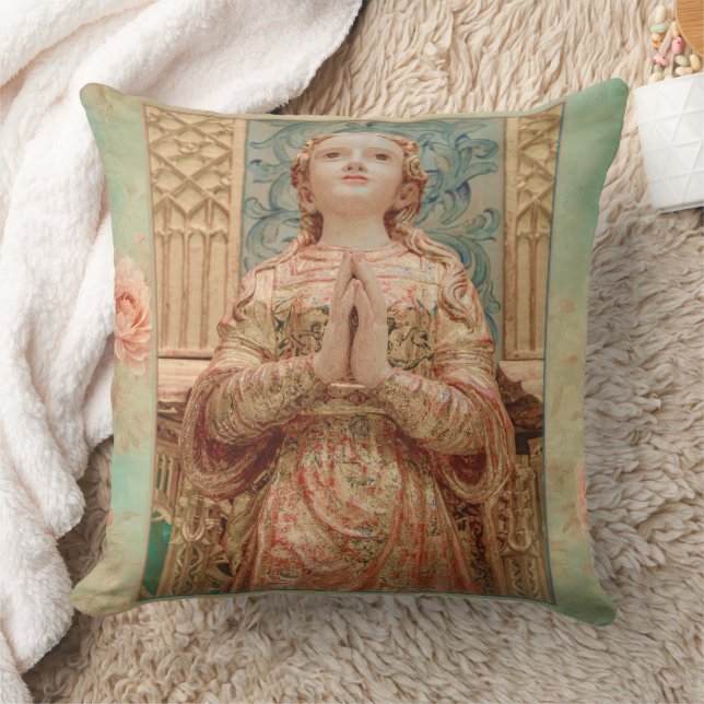 Guardian Angel painting Throw Pillow (Blanket)