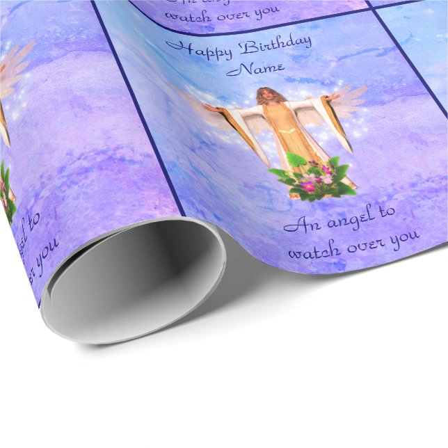 Guardian Angel Personalized Birthday Wrapping Paper (Roll Corner)