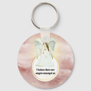 Guardian angel pink sky angels amongst us keychain