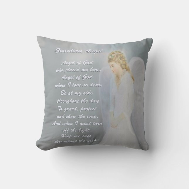 Guardian Angel Poem Throw Pillow (Front)