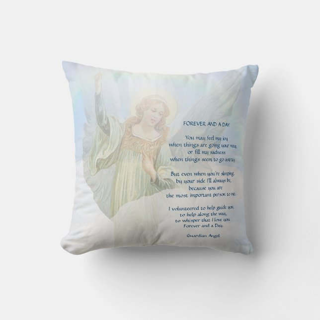Guardian Angel Poem Throw Pillow (Front)