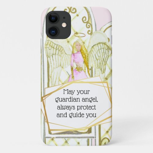 Guardian angel poem to daughter from mother pink iPhone 11 case