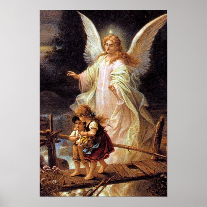 Poster depicting the classic Guardian Angel and Children Crossing