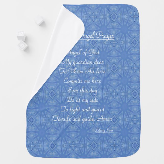 Guardian Angel Prayer Blue Baby Blanket (In Situ)
