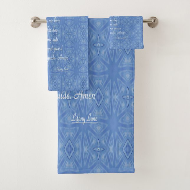 Guardian Angel Prayer Blue Bath Towel Set (Insitu)