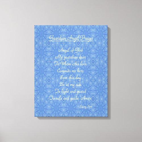 Guardian Angel Prayer Blue  Canvas Print