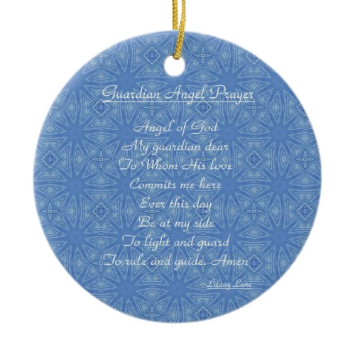 Guardian Angel Prayer Blue Ceramic Ornament