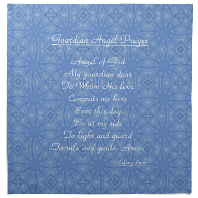 Guardian Angel Prayer Blue Cloth Napkin (Front)