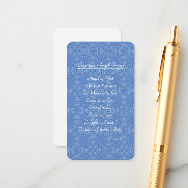 Guardian Angel Prayer Blue  Enclosure Card (Front/Back In Situ)