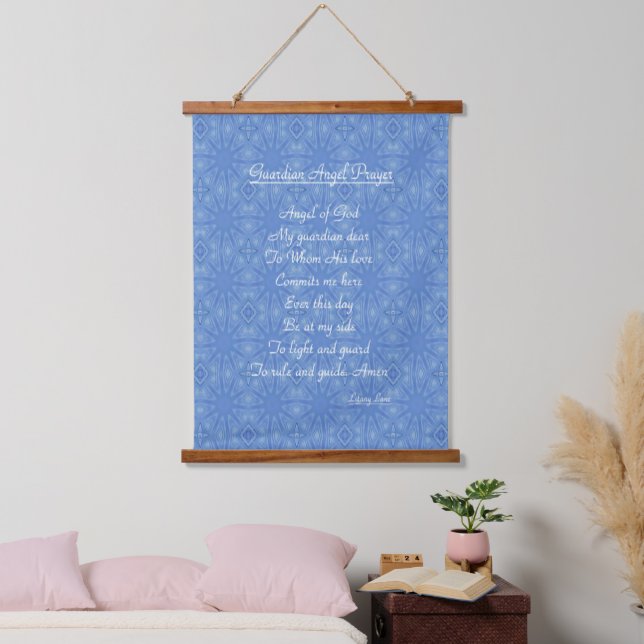 Guardian Angel Prayer Blue  Hanging Tapestry (Bedroom)